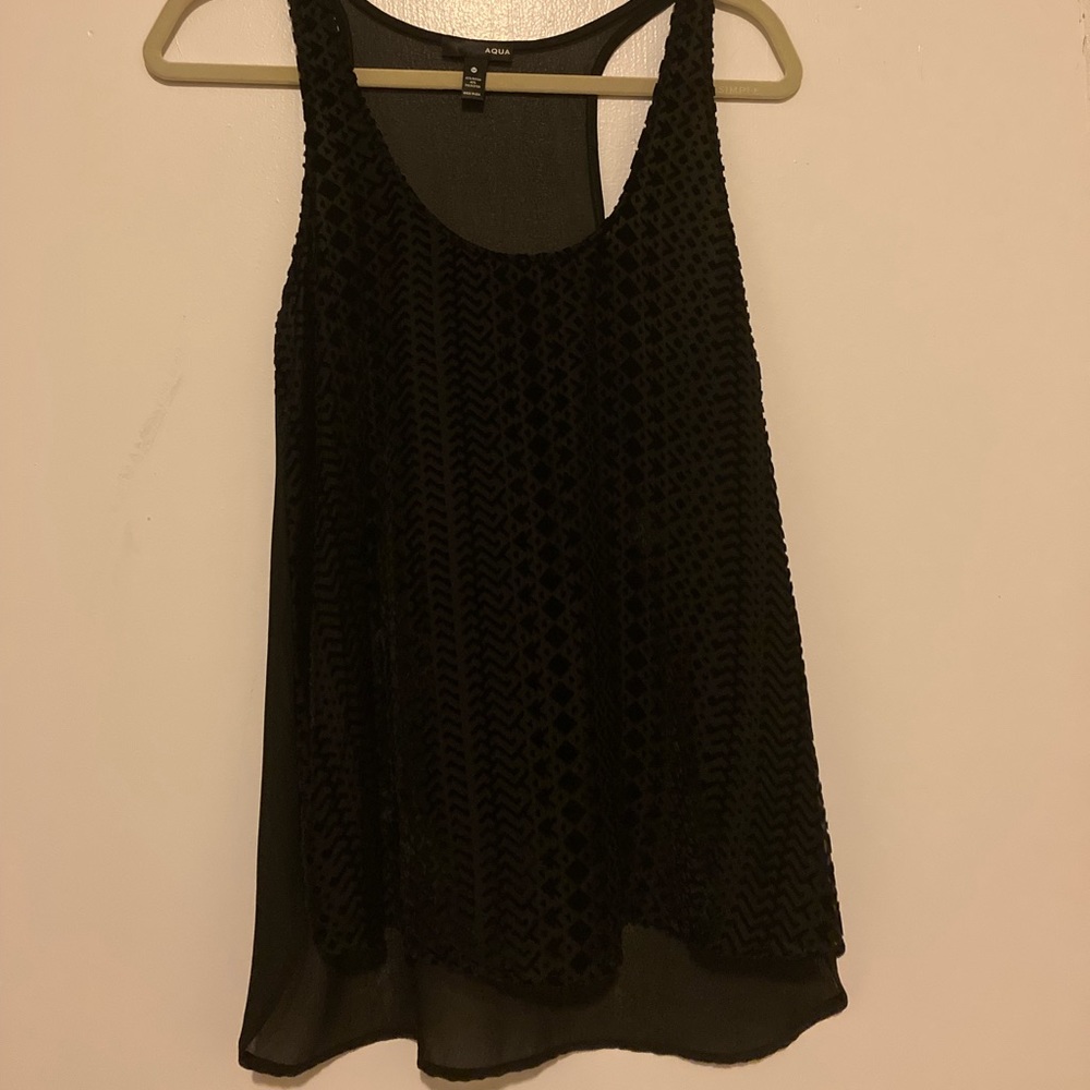Black Patterned Aqua Tank Top Size Medium